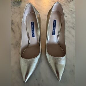 Stuart Weitzman Gold Heels Classic Pointed-Toe
